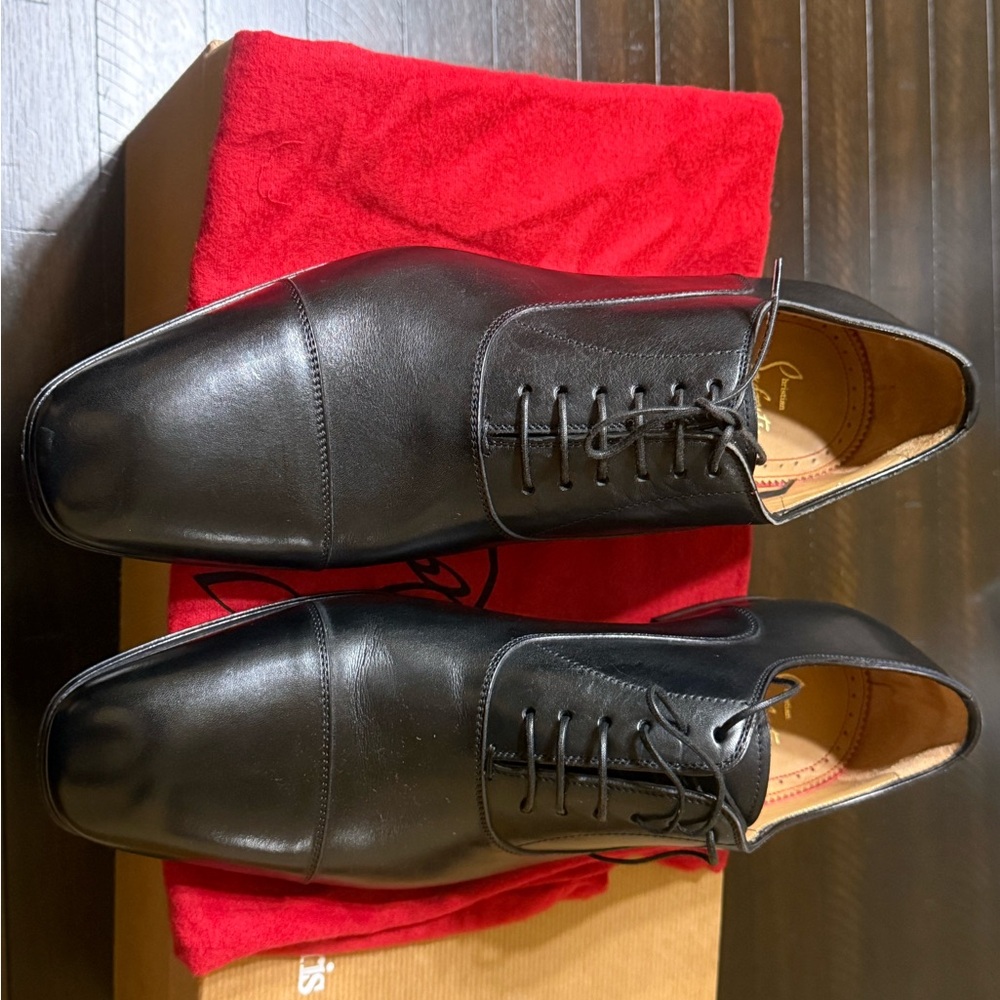 Christian Louboutin Black Leather Oxfords